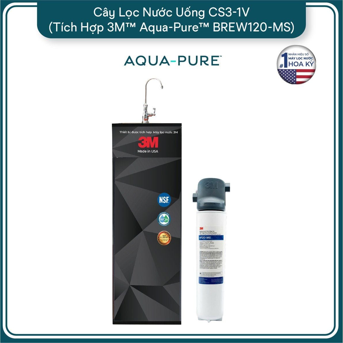  Cây Lọc Nước Uống Trực Tiếp CS3-1V (Tích Hợp Máy Lọc Nước 3M™ Aqua-Pure™ BREW120-MS) 