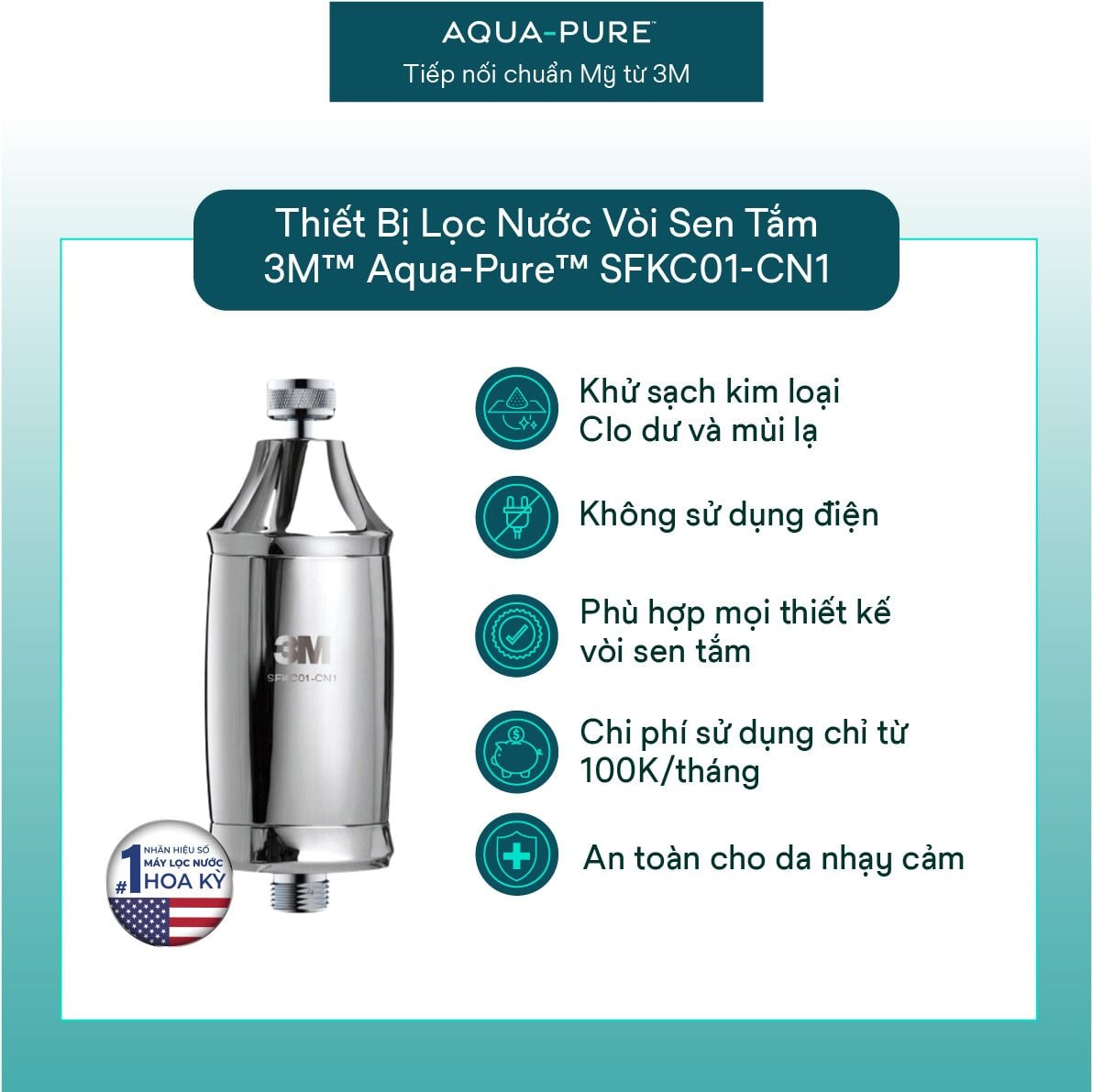  Thiết Bị Lọc Sen Tắm 3M™ Aqua-Pure™ SFKC01-CN1 