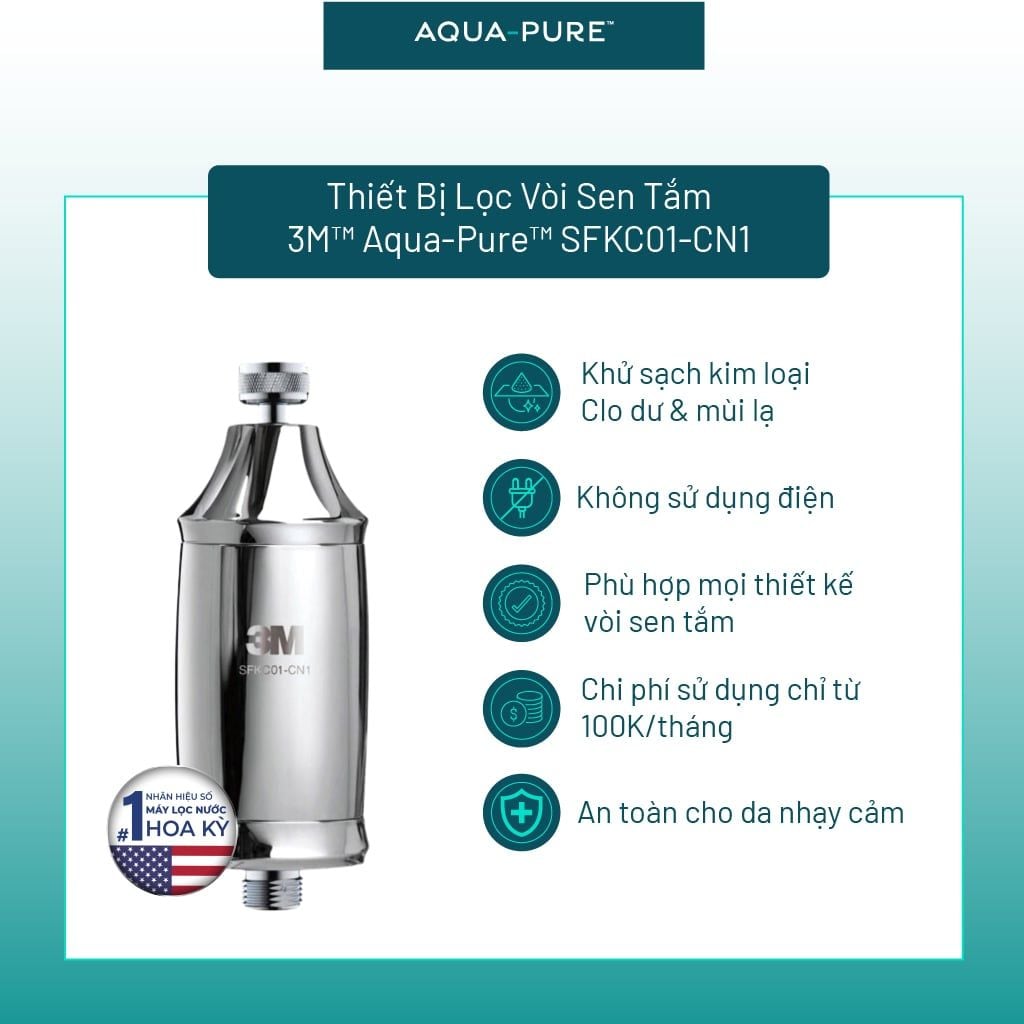  Thiết Bị Lọc Sen Tắm 3M™ Aqua-Pure™ SFKC01-CN1 