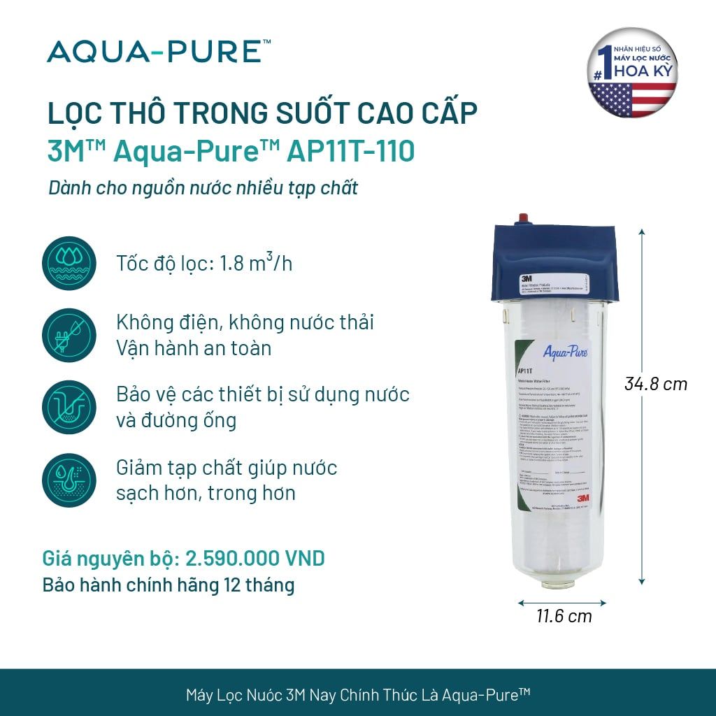  Lọc Thô Trong Suốt 3M™ Aqua-Pure™ AP11T-110 