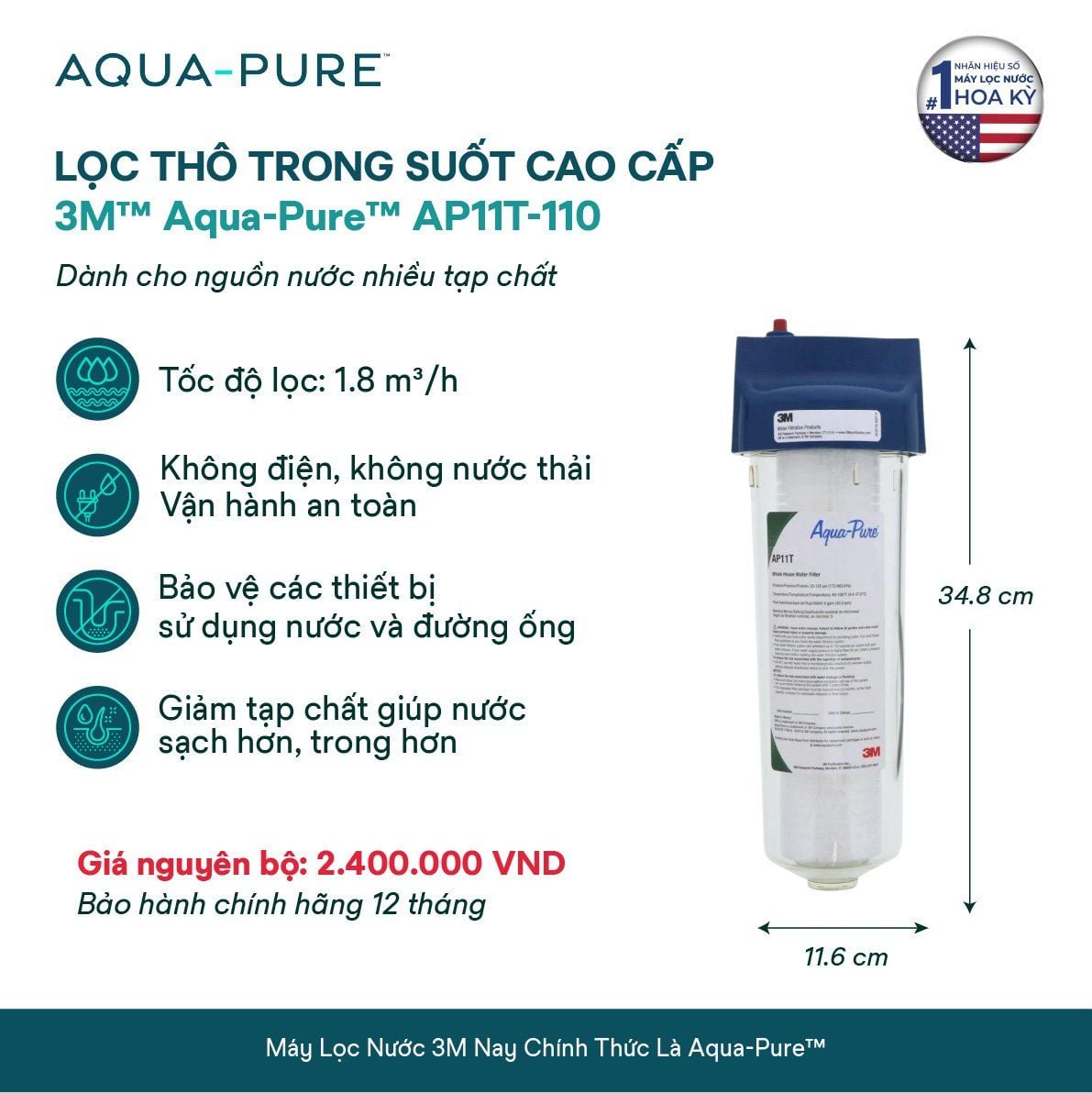  Lọc Thô Trong Suốt 3M™ Aqua-Pure™ AP11T-110 