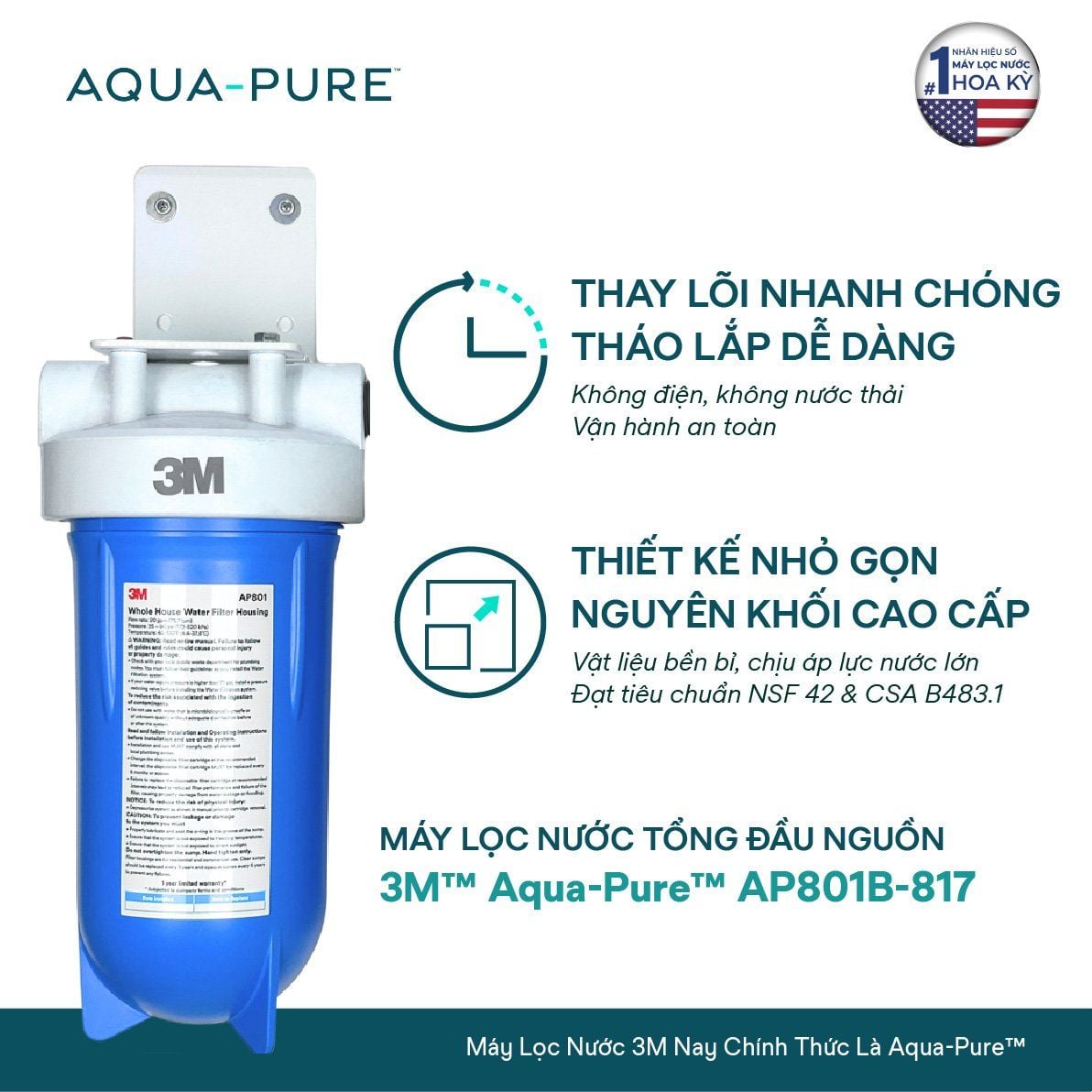  Máy Lọc Nước Tổng Đầu Nguồn Cao Cấp 3M™ Aqua-Pure™ AP801B-817 