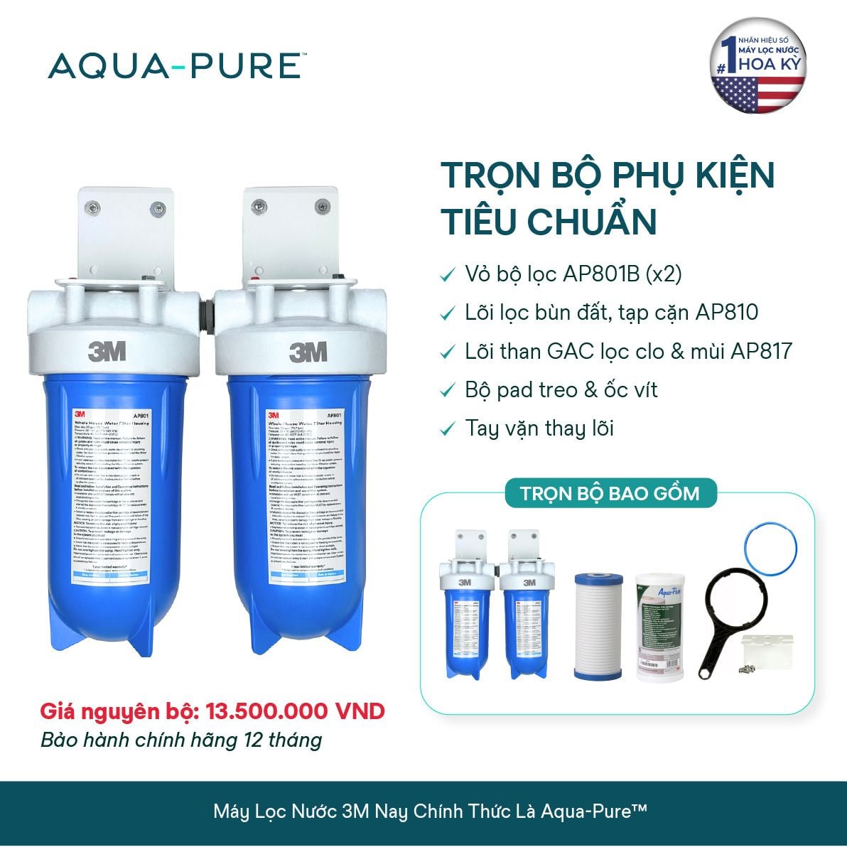  Máy Lọc Nước Tổng Đầu Nguồn Cao Cấp 3M™ Aqua-Pure™ AP801B-817 