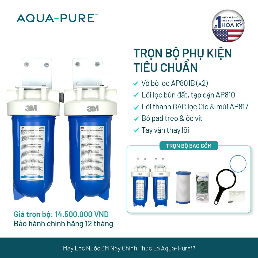  Máy Lọc Nước Tổng Đầu Nguồn Cao Cấp 3M™ Aqua-Pure™ AP801B-817 