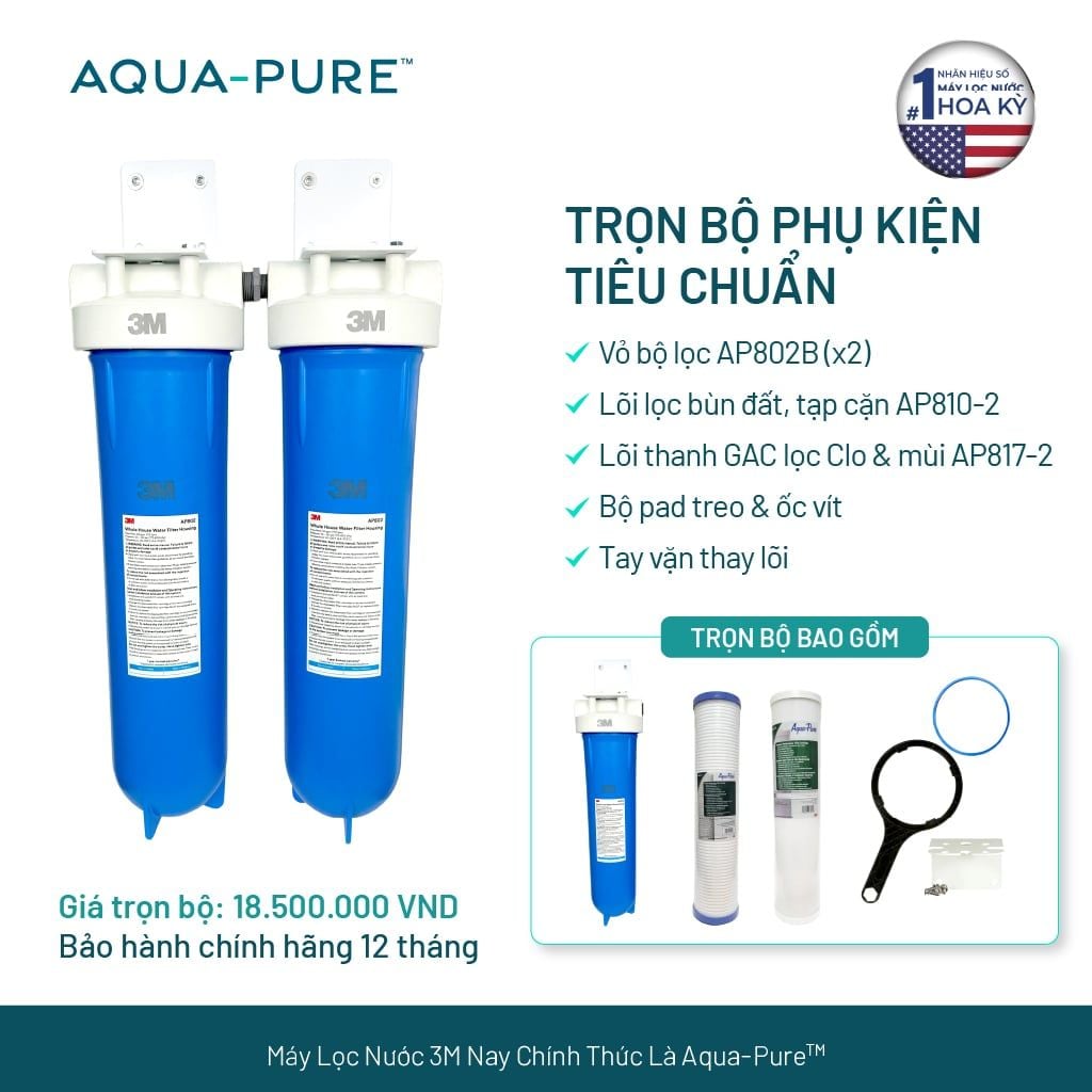  Máy Lọc Nước Tổng Đầu Nguồn Cao Cấp 3M™ Aqua-Pure™ AP802B-817 