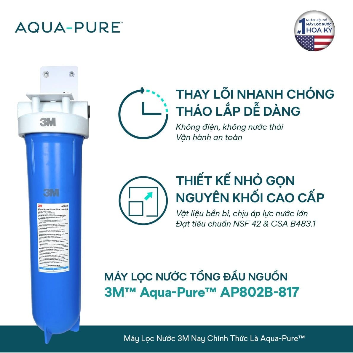  Máy Lọc Nước Tổng Đầu Nguồn Cao Cấp 3M™ Aqua-Pure™ AP802B-817 