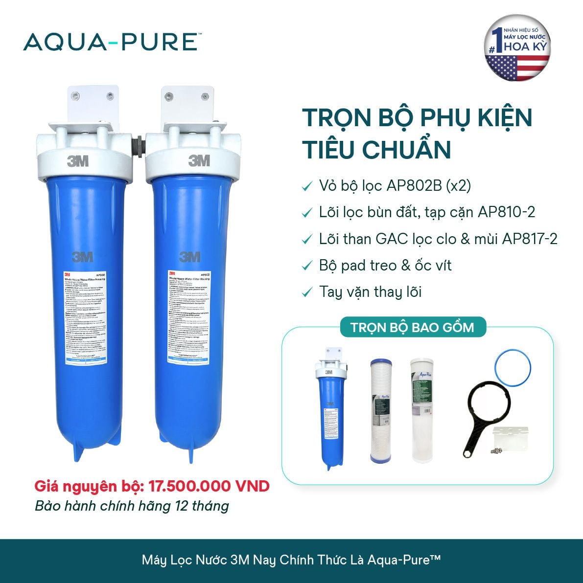  Máy Lọc Nước Tổng Đầu Nguồn Cao Cấp 3M™ Aqua-Pure™ AP802B-817 