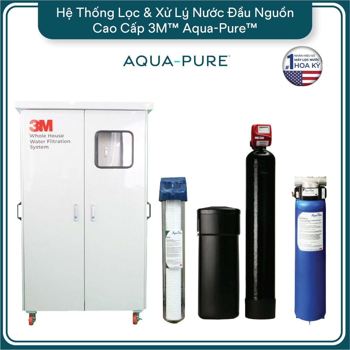  Hệ Thống Lọc Tổng Làm Mềm Nước 3M™ Aqua-Pure™ Dành Cho Biệt Thự - Villa - Có Tủ Đựng (Mã Sản Phẩm WTS150 & AP904) 