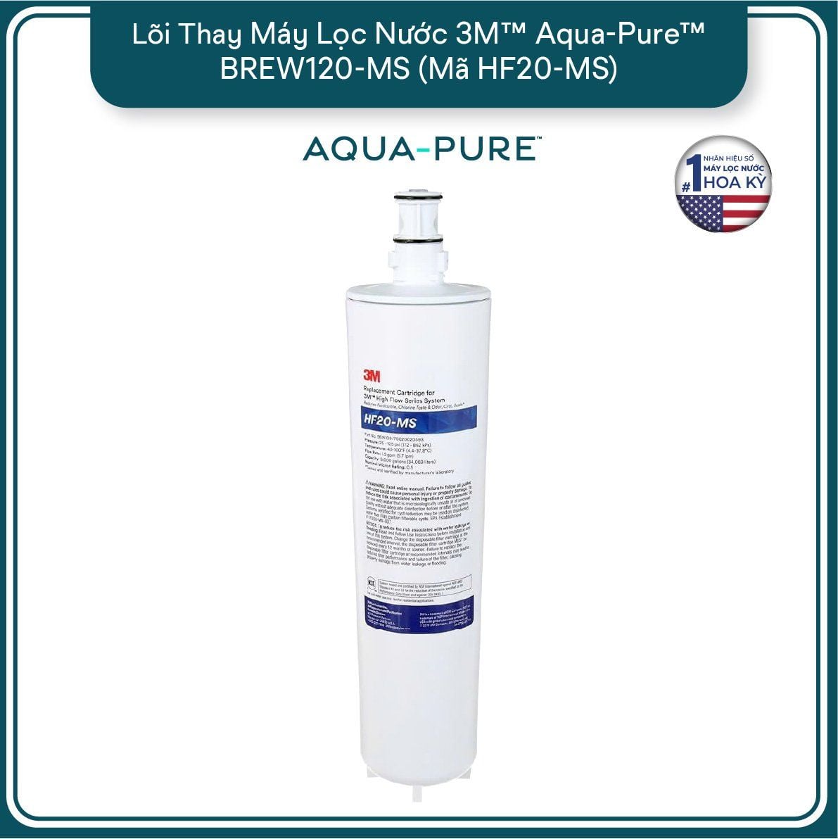  Lõi Thay Cho Máy Lọc Nước 3M™ Aqua-Pure™ BREW120-MS (MÃ HF20-MS) 