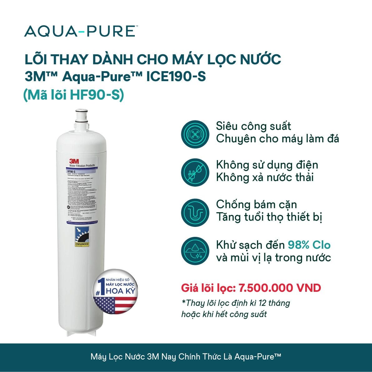  Lõi Thay Cho Máy Lọc Nước 3M™ Aqua-Pure™ ICE190-S & DP190 (Mã HF90-S) 