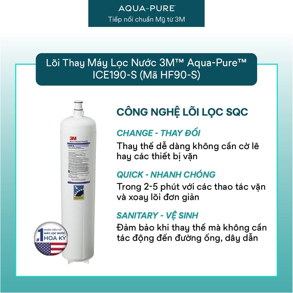  Lõi Thay Cho Máy Lọc Nước 3M™ Aqua-Pure™ ICE190-S & DP190 (Mã HF90-S) 