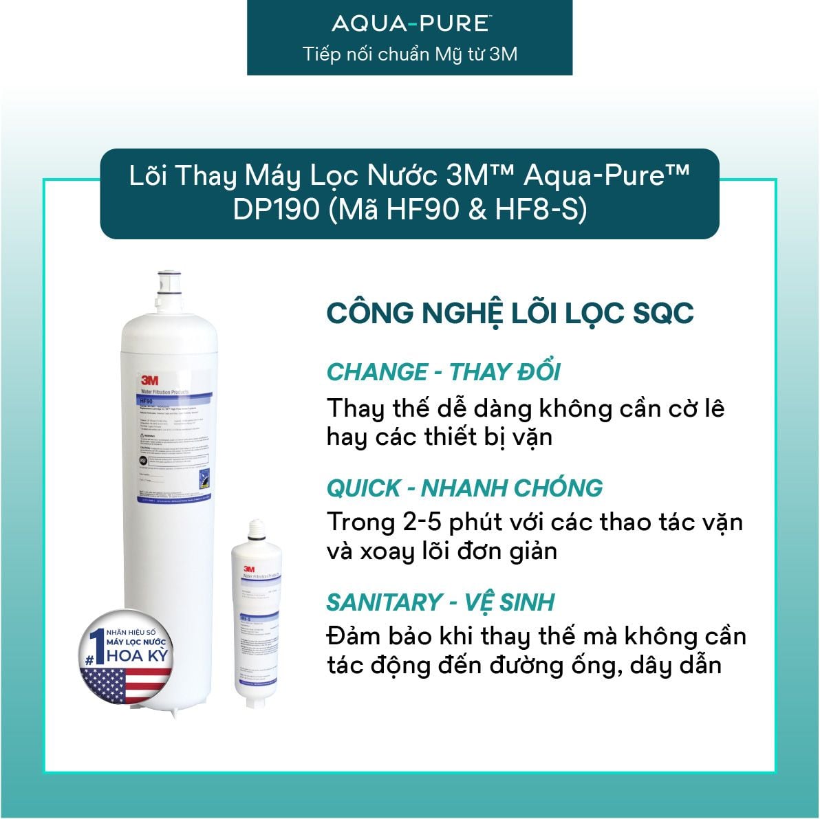 Lõi Thay Cho Máy Lọc Nước Thương Mại 3M™ Aqua-Pure™ DP190 (Mã HF90 & HF8-S) 