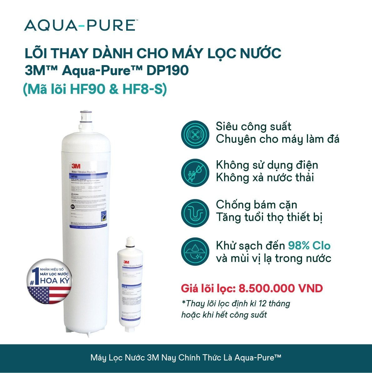  Lõi Thay Cho Máy Lọc Nước Thương Mại 3M™ Aqua-Pure™ DP190 (Mã HF90 & HF8-S) 