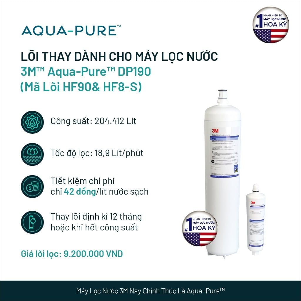  Lõi Thay Cho Máy Lọc Nước Thương Mại 3M™ Aqua-Pure™ DP190 (Mã HF90 & HF8-S) 