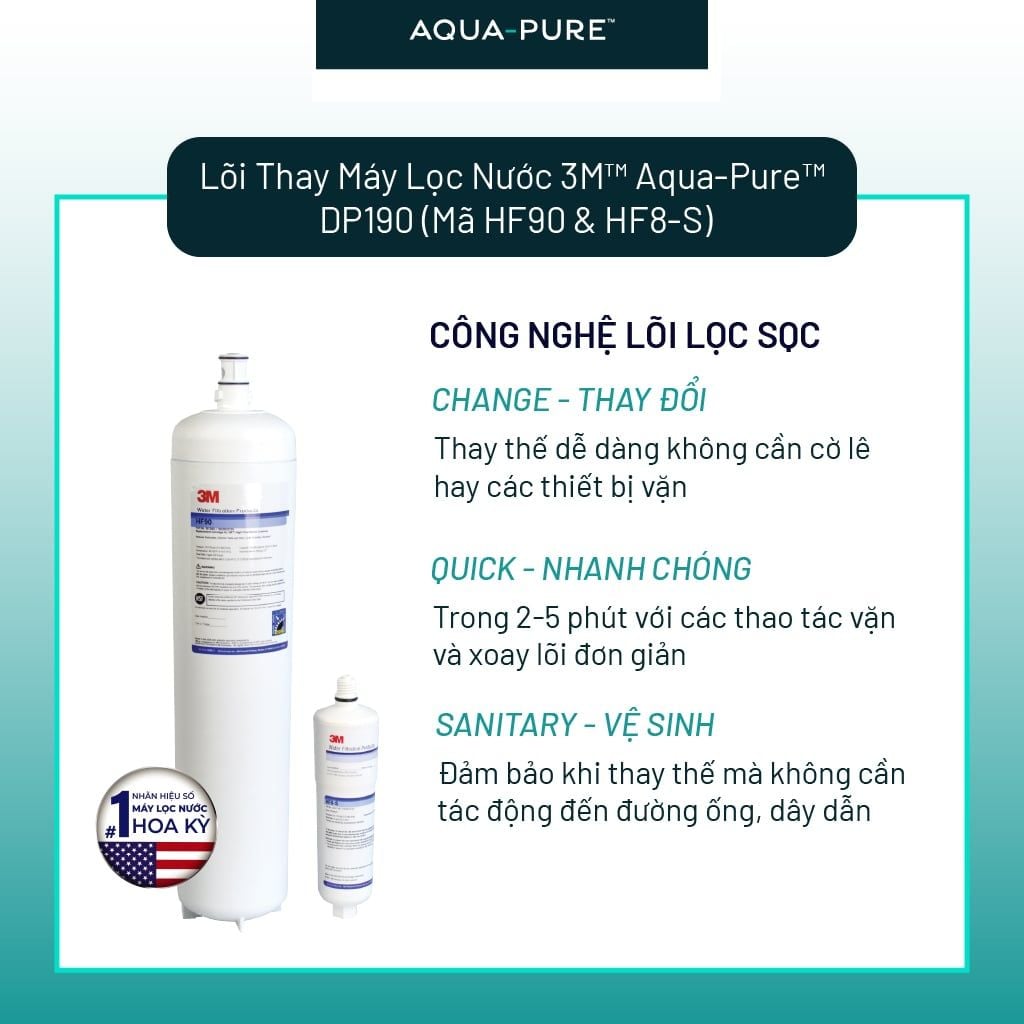  Lõi Thay Cho Máy Lọc Nước Thương Mại 3M™ Aqua-Pure™ DP190 (Mã HF90 & HF8-S) 