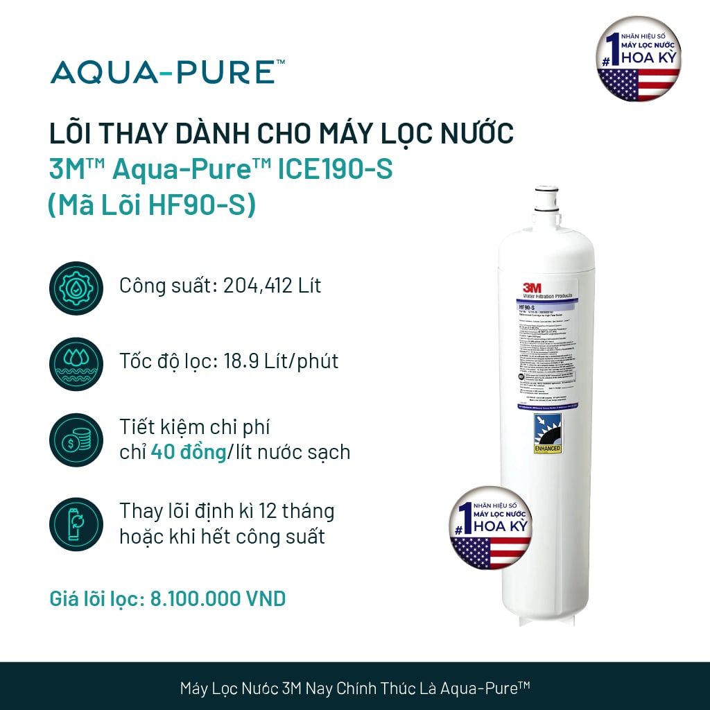  Lõi Thay Cho Máy Lọc Nước 3M™ Aqua-Pure™ ICE190-S & DP190 (Mã HF90-S) 