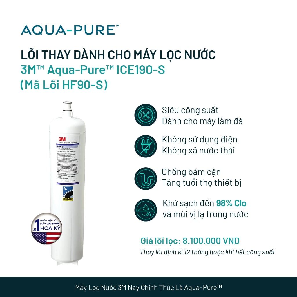  Lõi Thay Cho Máy Lọc Nước 3M™ Aqua-Pure™ ICE190-S & DP190 (Mã HF90-S) 