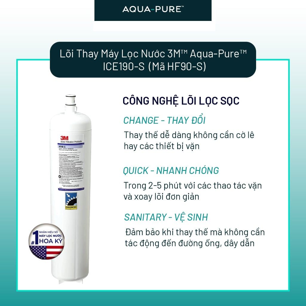  Lõi Thay Cho Máy Lọc Nước 3M™ Aqua-Pure™ ICE190-S & DP190 (Mã HF90-S) 