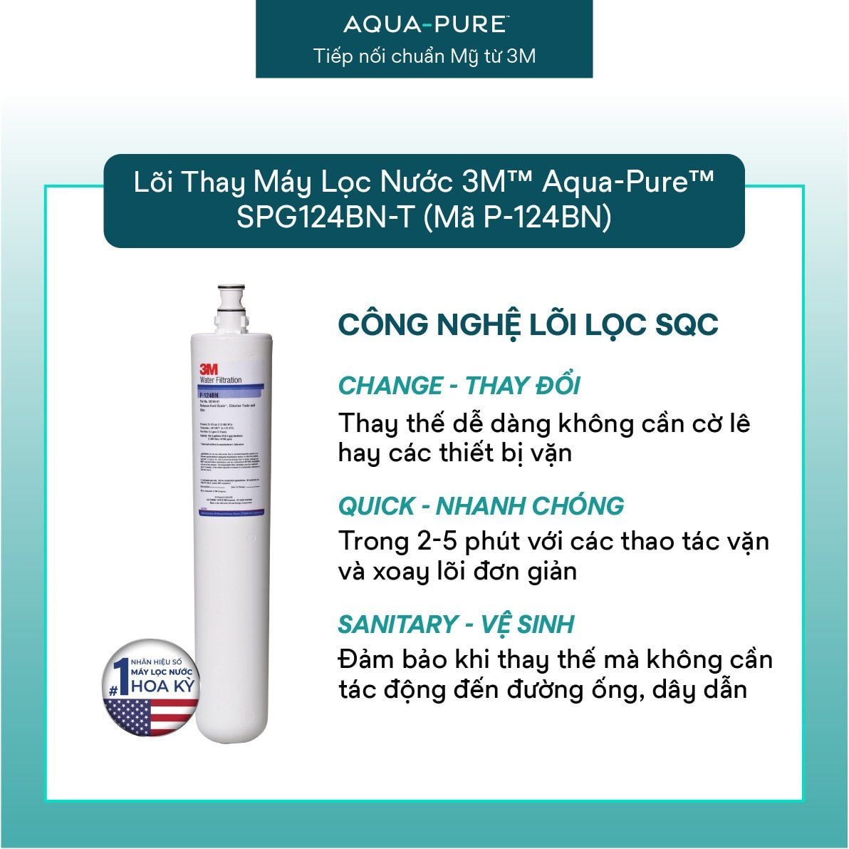  Lõi Lọc Thay Thế Cho Máy Lọc Nước 3M™ Aqua-Pure™ SGP124BN-T (Mã lõi P-124BN) 