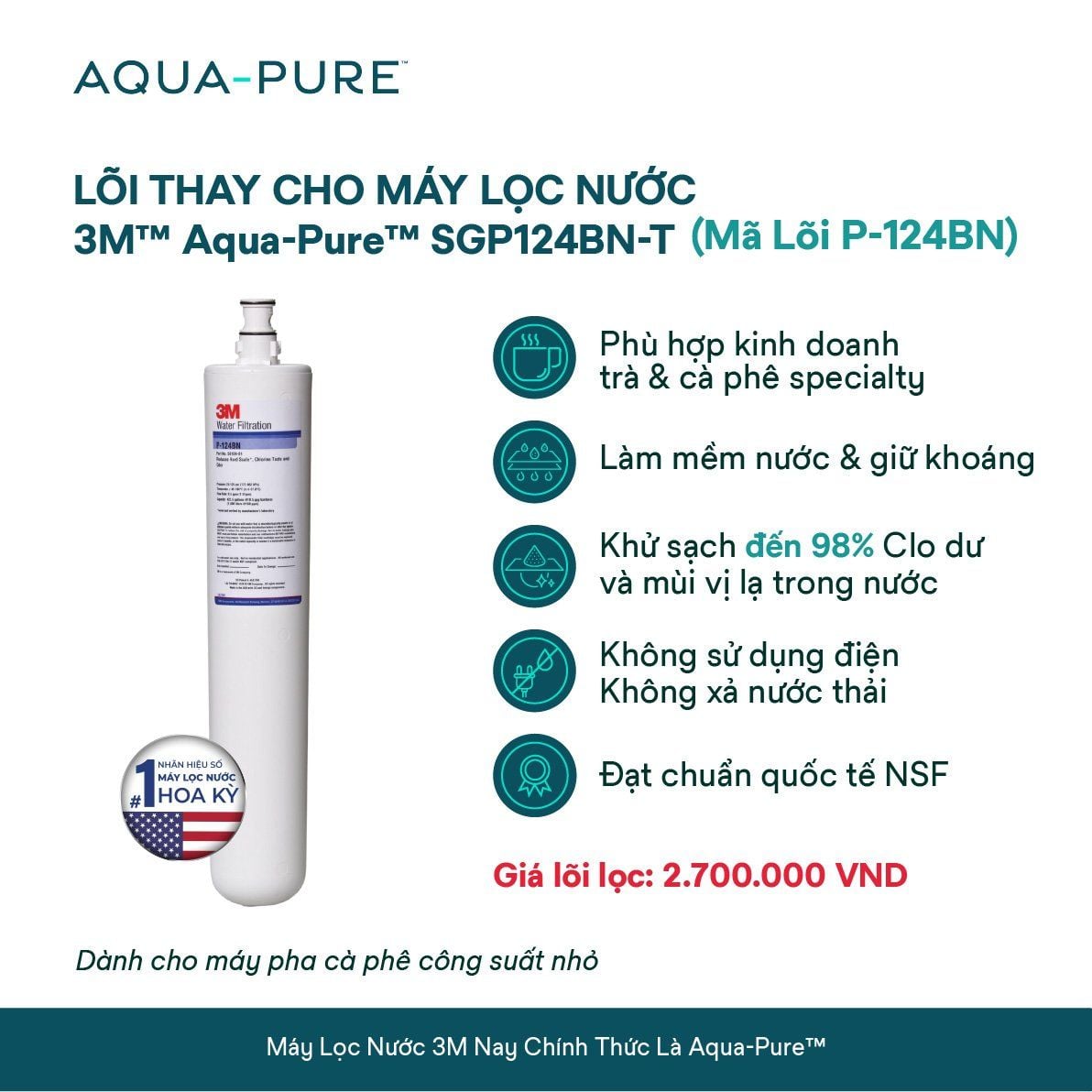  Lõi Lọc Thay Thế Cho Máy Lọc Nước 3M™ Aqua-Pure™ SGP124BN-T (Mã lõi P-124BN) 
