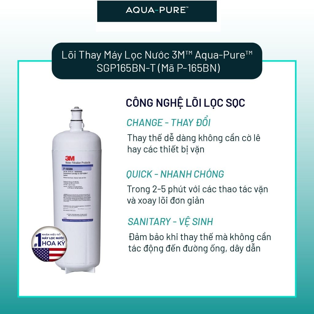  Lõi Lọc Thay Thế Cho Máy Lọc Nước 3M™ Aqua-Pure™ SGP165BN-T (Mã lõi P-165BN) 
