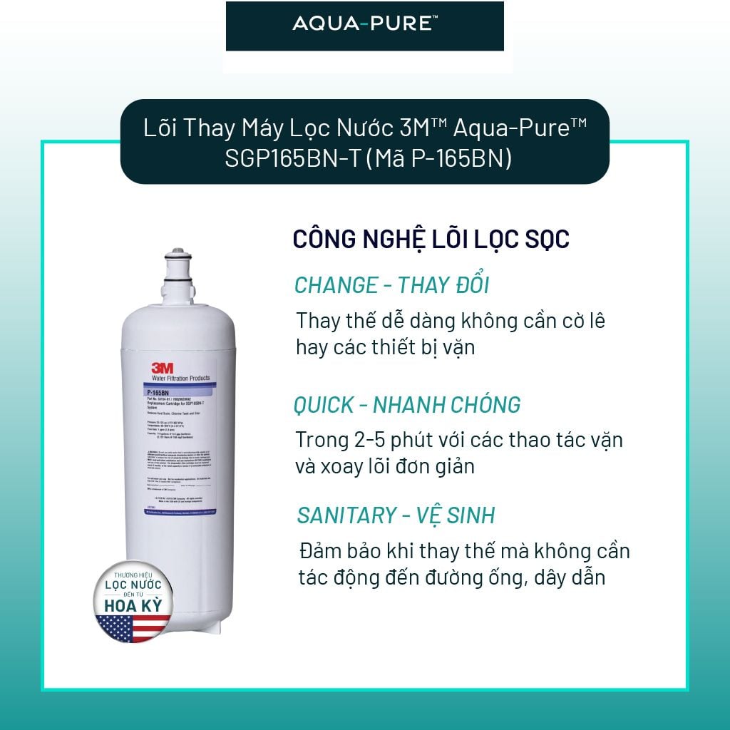  Lõi Lọc Thay Thế Cho Máy Lọc Nước 3M™ Aqua-Pure™ SGP165BN-T (Mã lõi P-165BN) 