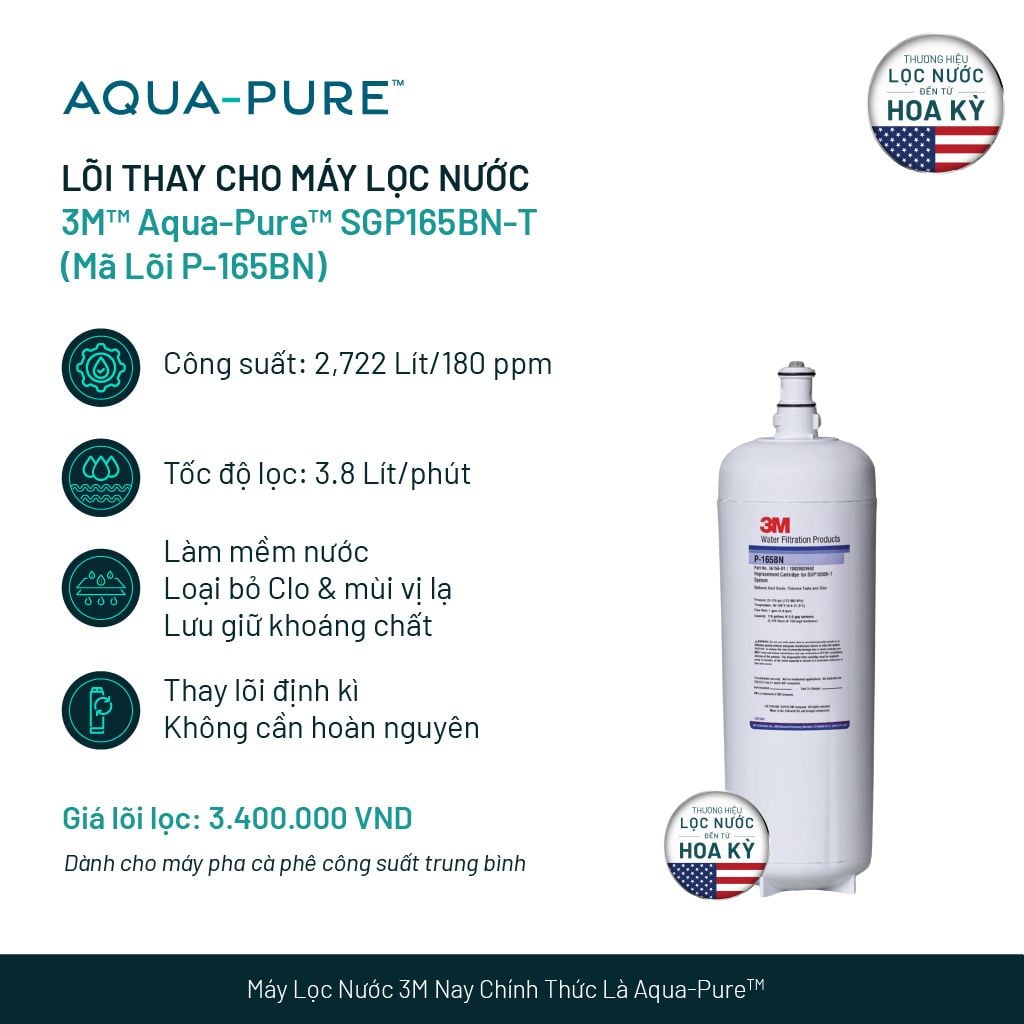  Lõi Lọc Thay Thế Cho Máy Lọc Nước 3M™ Aqua-Pure™ SGP165BN-T (Mã lõi P-165BN) 