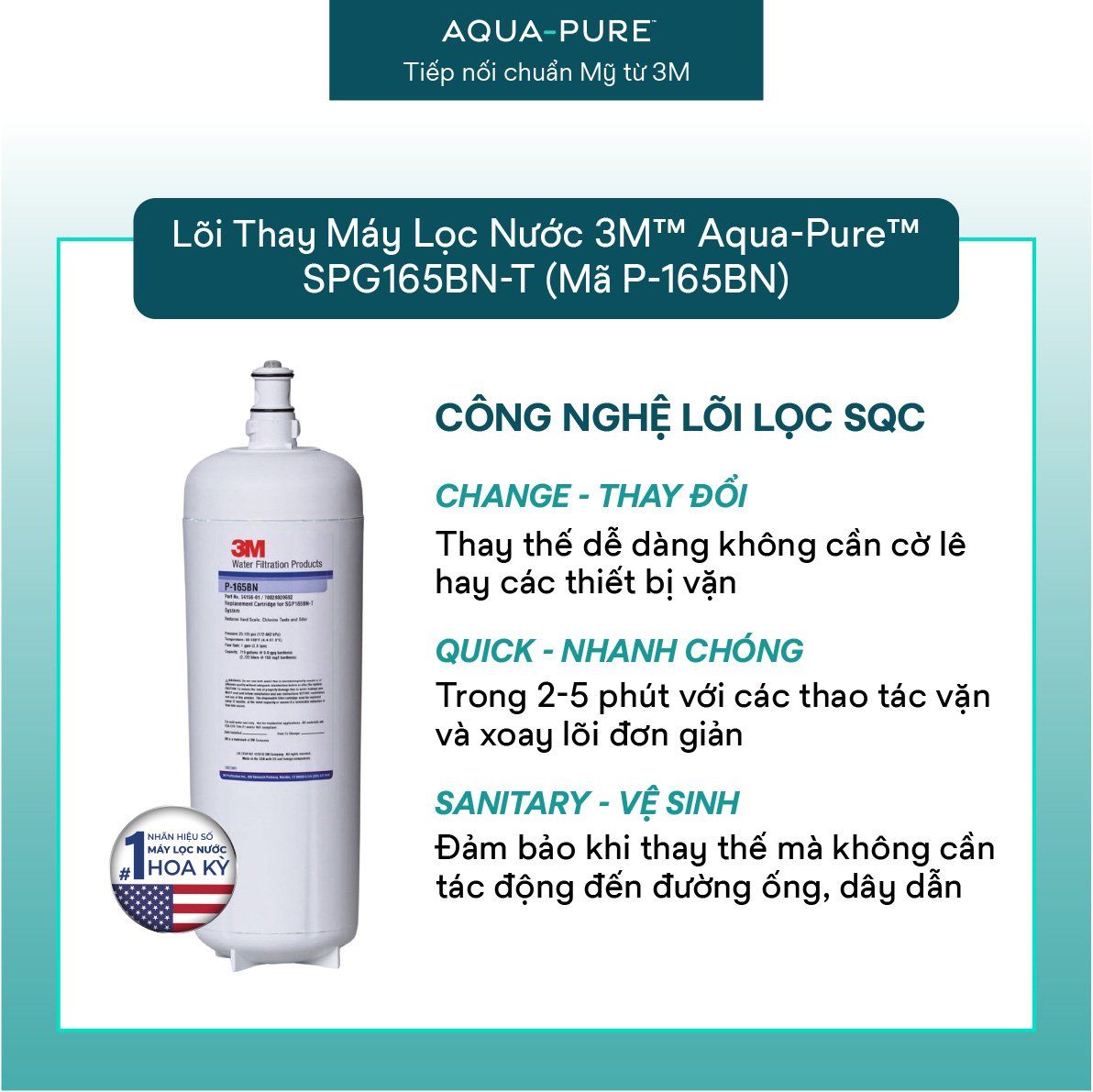  Lõi Lọc Thay Thế Cho Máy Lọc Nước 3M™ Aqua-Pure™ SGP165BN-T (Mã lõi P-165BN) 