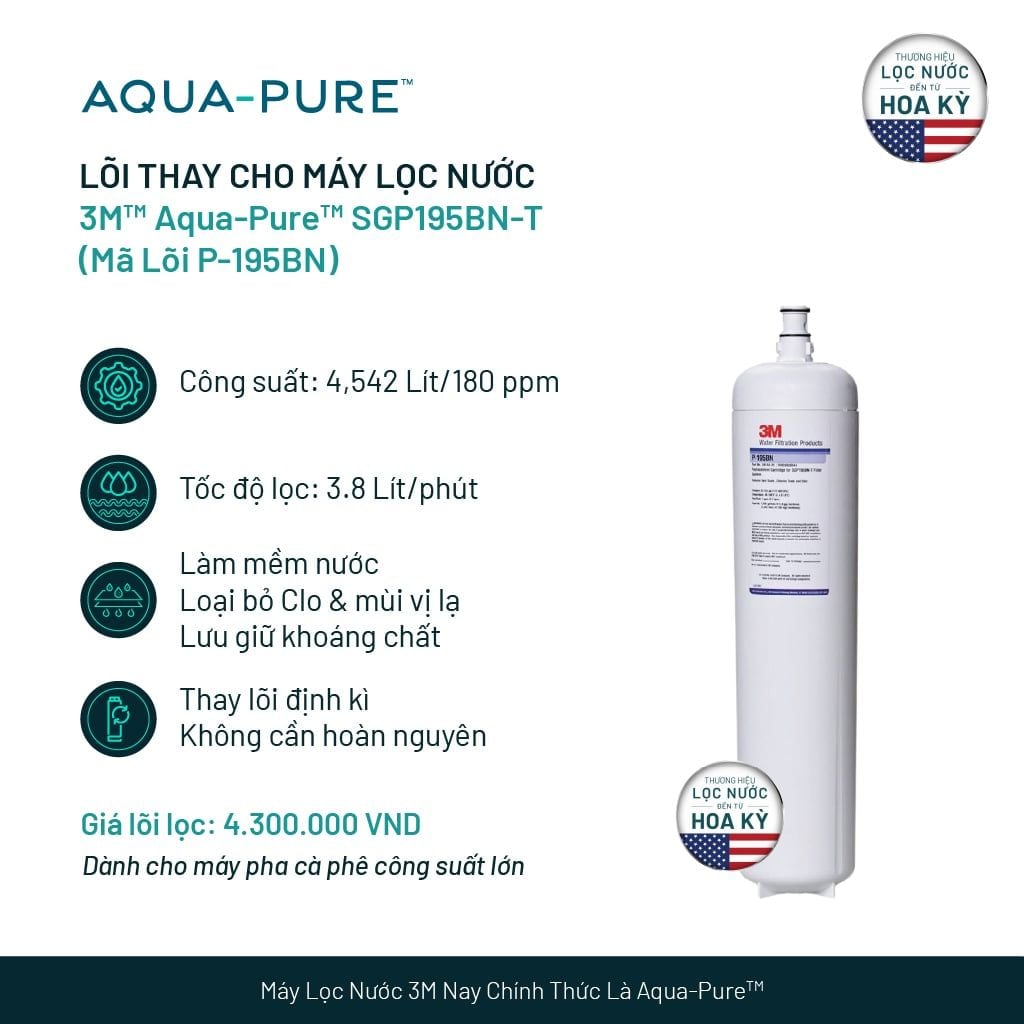  Lõi Lọc Thay Thế Cho Máy Lọc Nước 3M™ Aqua-Pure™ SGP195BN-T (Mã lõi P-195BN) 