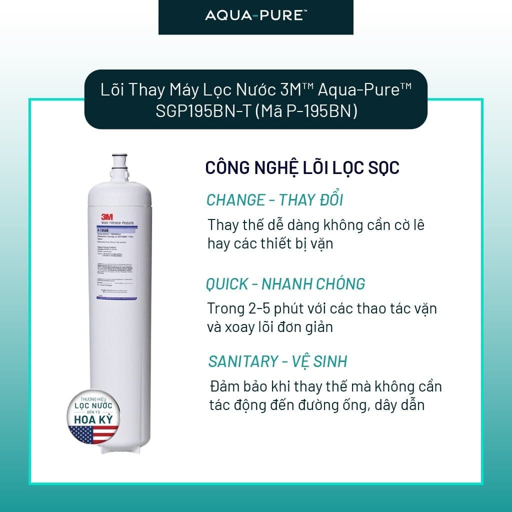  Lõi Lọc Thay Thế Cho Máy Lọc Nước 3M™ Aqua-Pure™ SGP195BN-T (Mã lõi P-195BN) 