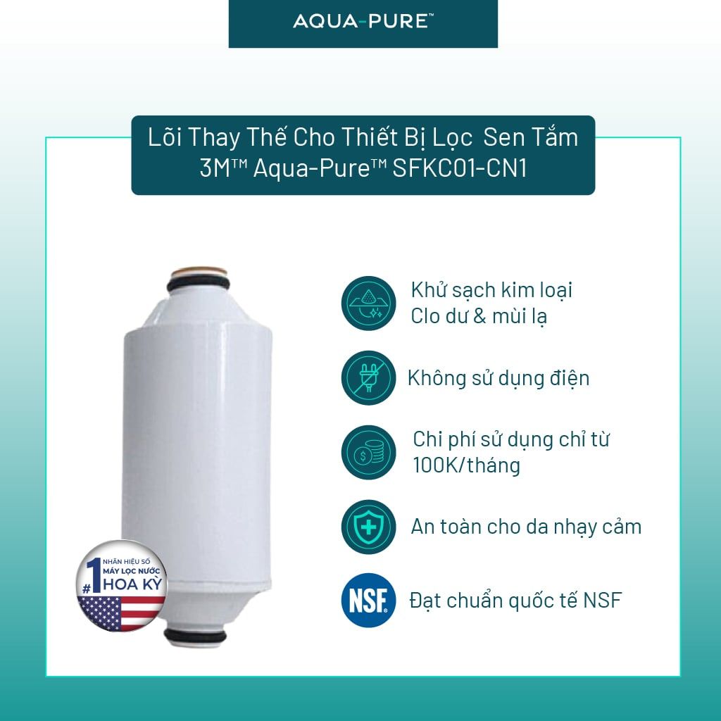  Lõi Lọc Thay Thế Cho Lọc Sen Tắm 3M™ Aqua-Pure™ SFKC01-CN1 