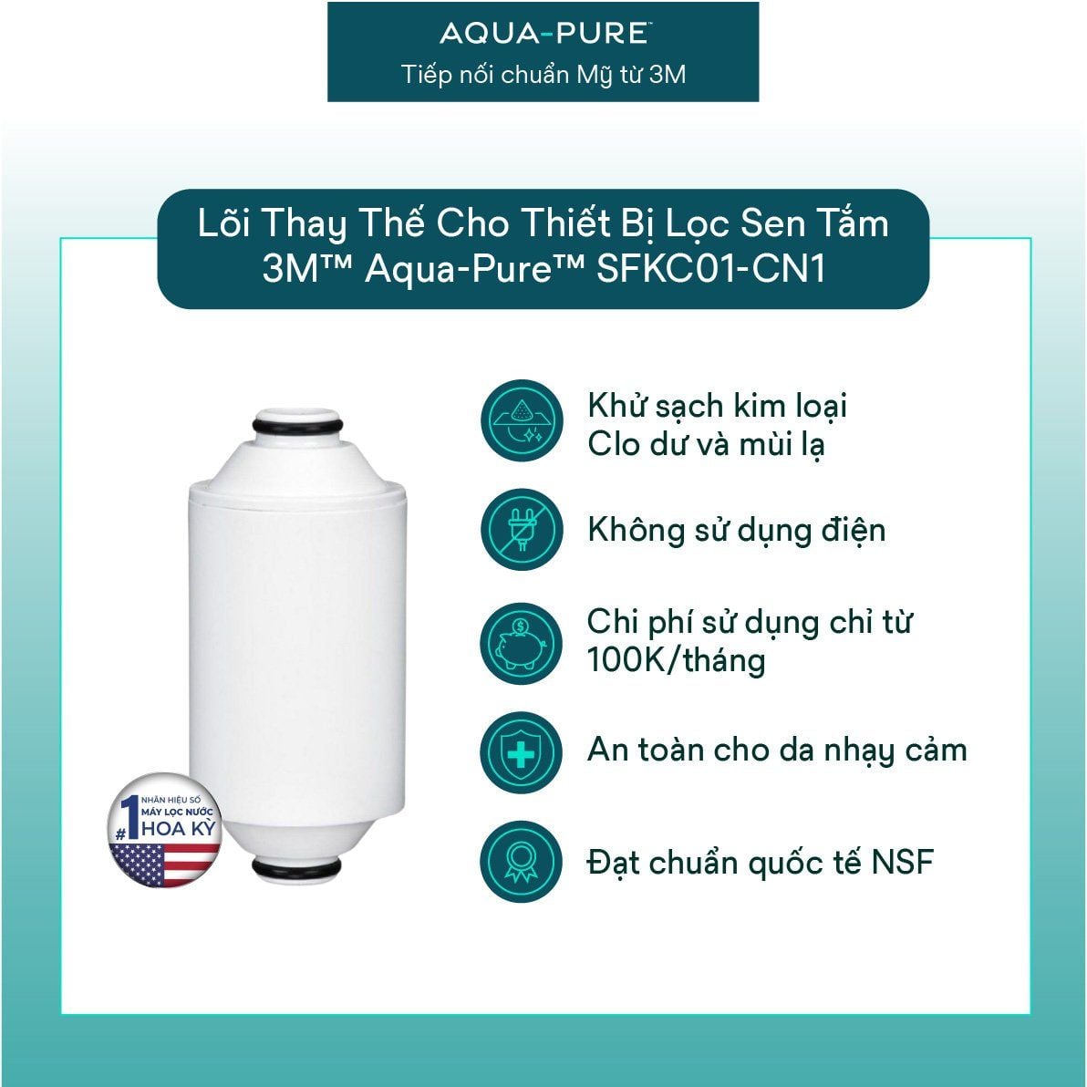 Lõi Lọc Thay Thế Cho Lọc Sen Tắm 3M™ Aqua-Pure™ SFKC01-CN1 