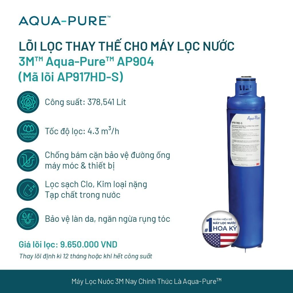  Lõi Thay Thế Cho Máy Lọc Nước Tổng Đầu Nguồn 3M™ Aqua-Pure™ AP904 (Mã AP917HD-S) 