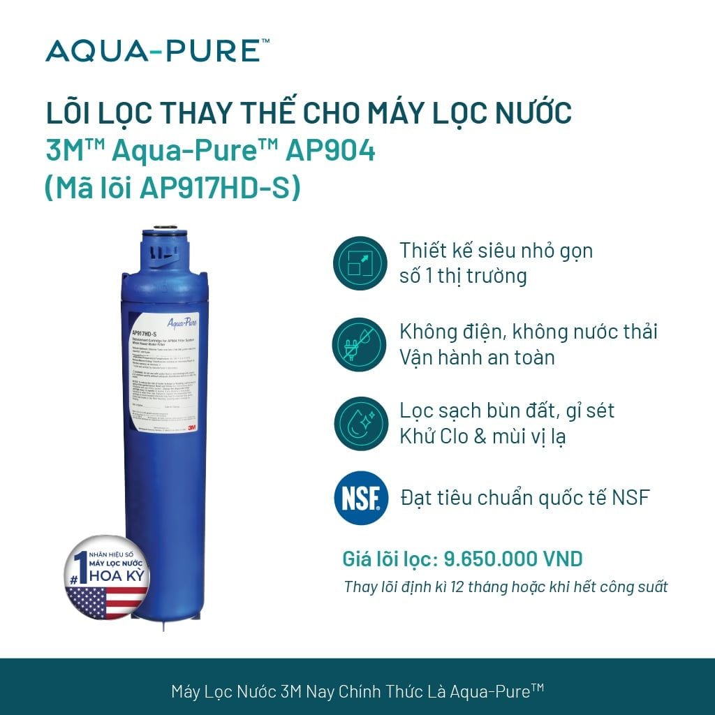  Lõi Thay Thế Cho Máy Lọc Nước Tổng Đầu Nguồn 3M™ Aqua-Pure™ AP904 (Mã AP917HD-S) 