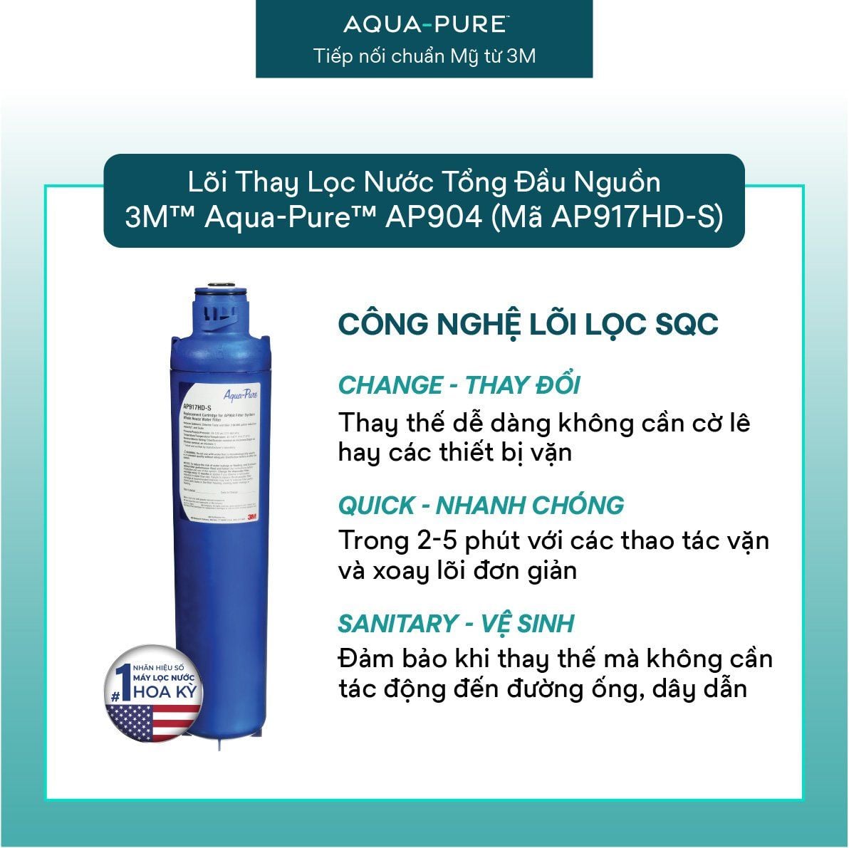  Lõi Thay Thế Cho Máy Lọc Nước Tổng Đầu Nguồn 3M™ Aqua-Pure™ AP904 (Mã AP917HD-S) 