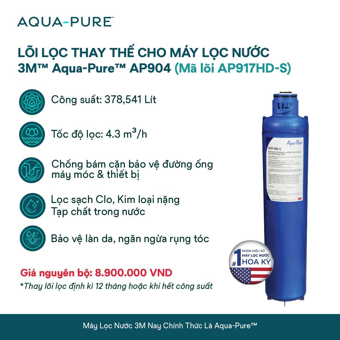  Lõi Thay Thế Cho Máy Lọc Nước Tổng Đầu Nguồn 3M™ Aqua-Pure™ AP904 (Mã AP917HD-S) 