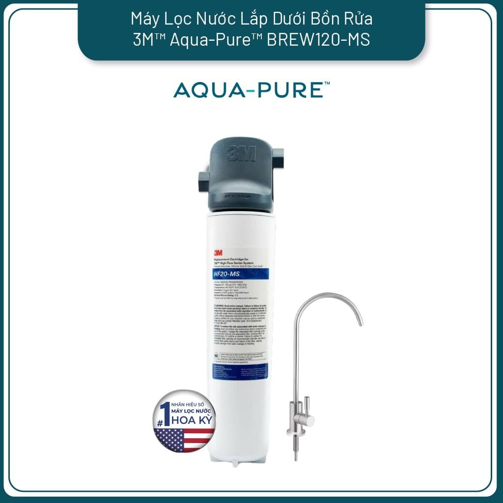  Máy Lọc Nước Lắp Dưới Bồn Rửa 3M™ Aqua-Pure™ BREW120-MS Kèm Vòi 