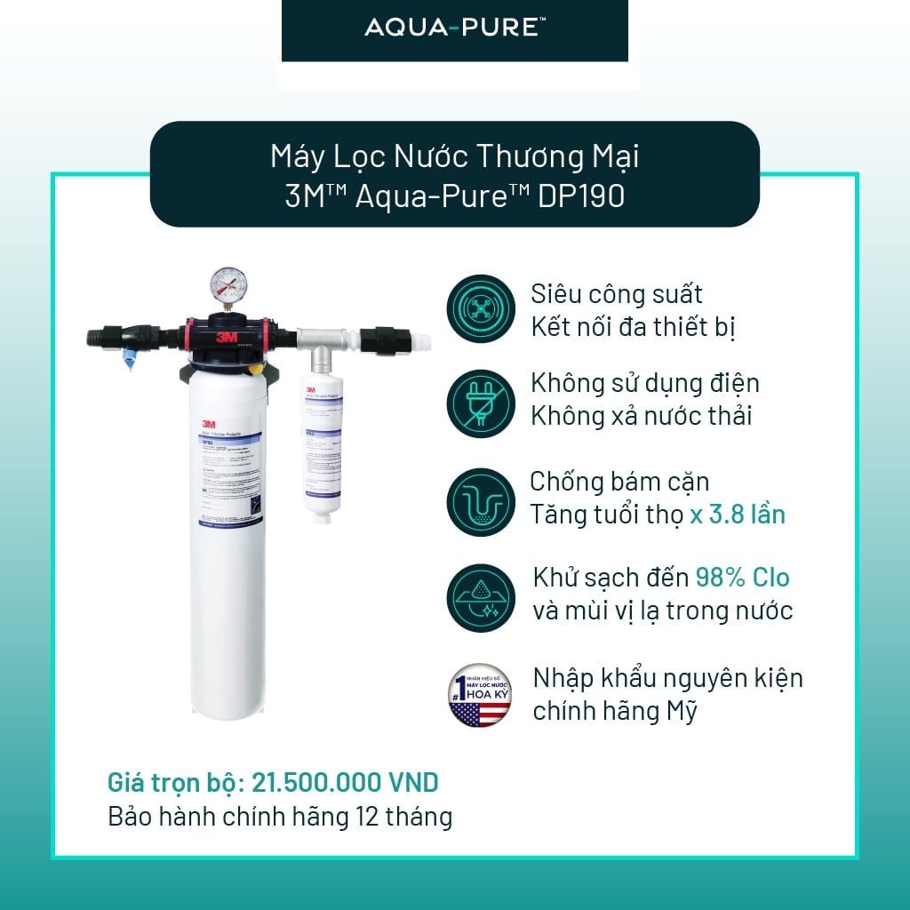  Máy Lọc Nước 3M™ Aqua-Pure™ DP190 Công Suất Lớn Dành Cho Thương Mại 