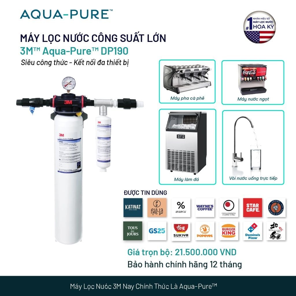  Máy Lọc Nước 3M™ Aqua-Pure™ DP190 Công Suất Lớn Dành Cho Thương Mại 