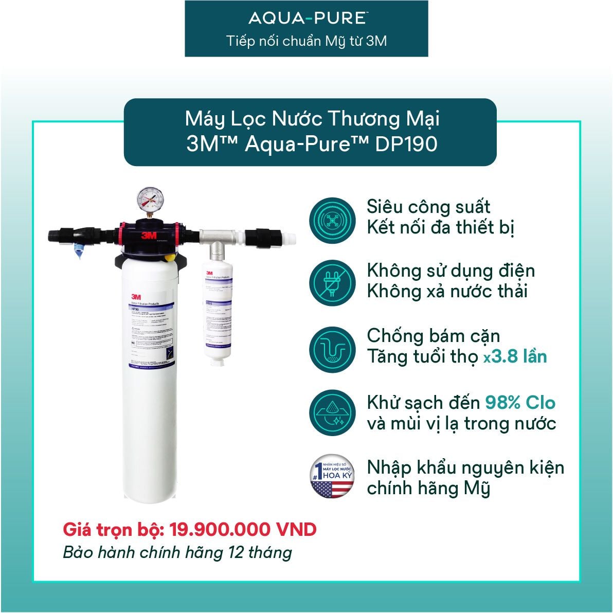  Máy Lọc Nước 3M™ Aqua-Pure™ DP190 Công Suất Lớn Dành Cho Thương Mại 