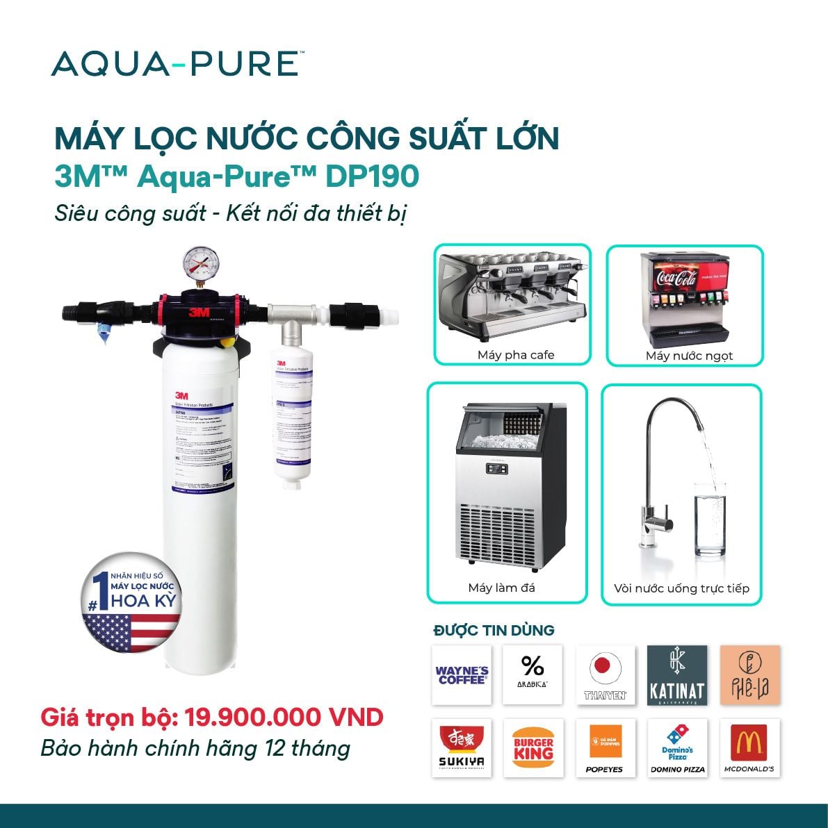  Máy Lọc Nước 3M™ Aqua-Pure™ DP190 Công Suất Lớn Dành Cho Thương Mại 
