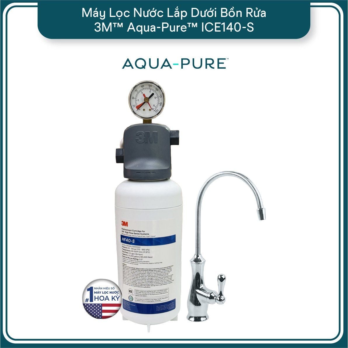  Máy Lọc Nước Lắp Dưới Bồn Rửa 3M™ Aqua-Pure™ ICE140-S Kèm Vòi 