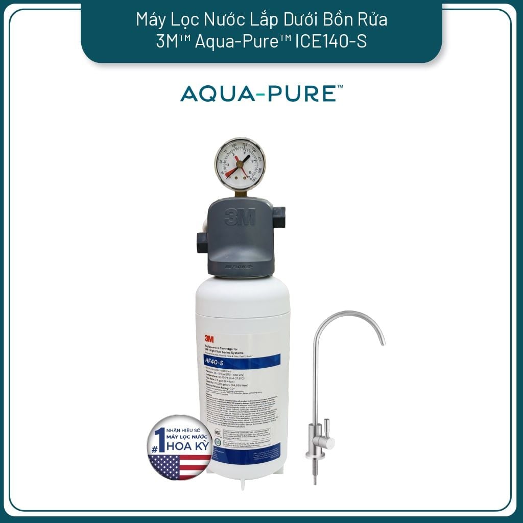  Máy Lọc Nước Lắp Dưới Bồn Rửa 3M™ Aqua-Pure™ ICE140-S Kèm Vòi 