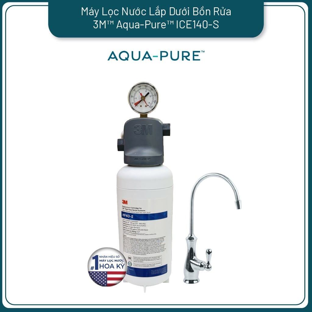  Máy Lọc Nước Lắp Dưới Bồn Rửa 3M™ Aqua-Pure™ ICE140-S Kèm Vòi 