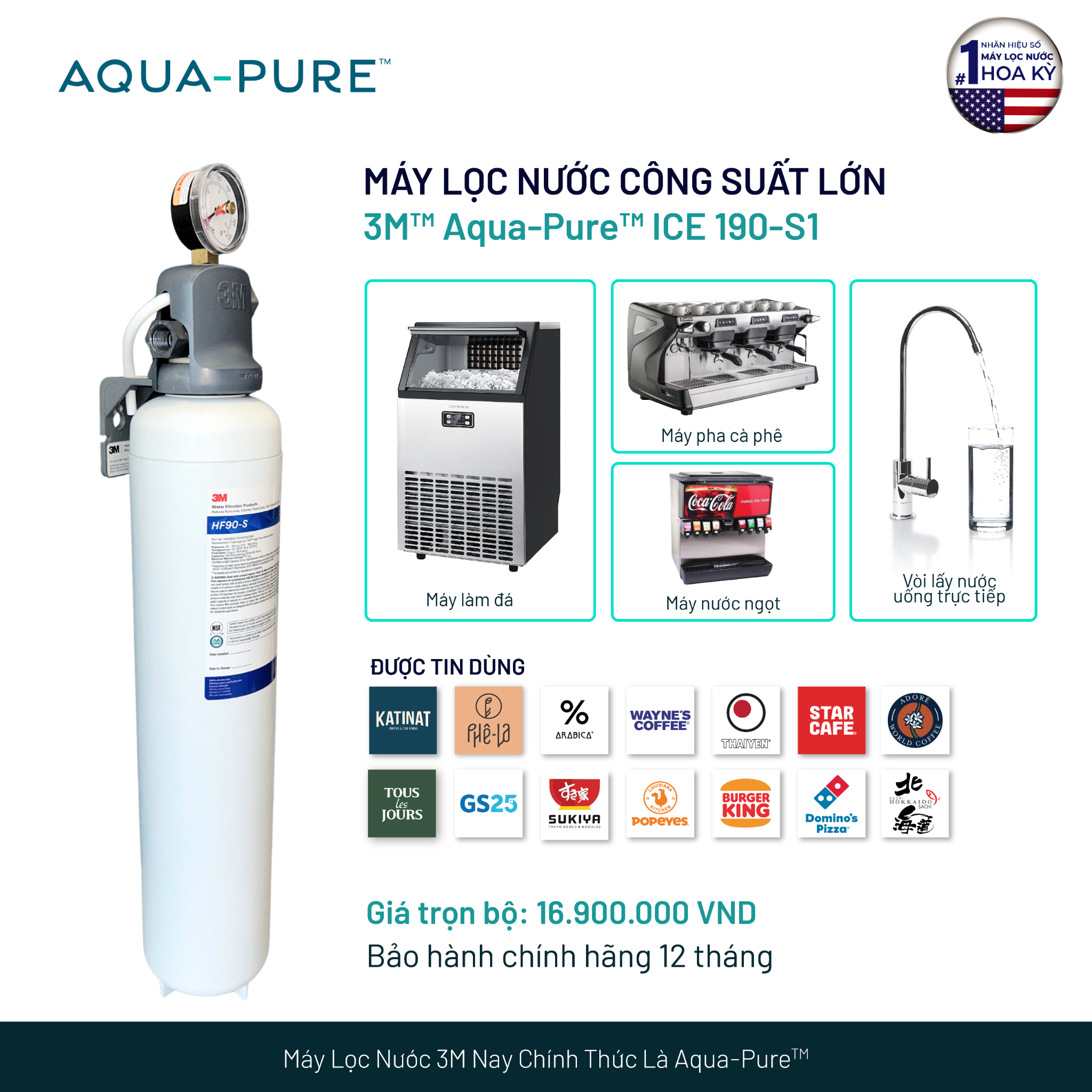  Máy Lọc Nước 3M™ Aqua-Pure™ ICE190-S1 Dành Cho Máy Làm Đá 