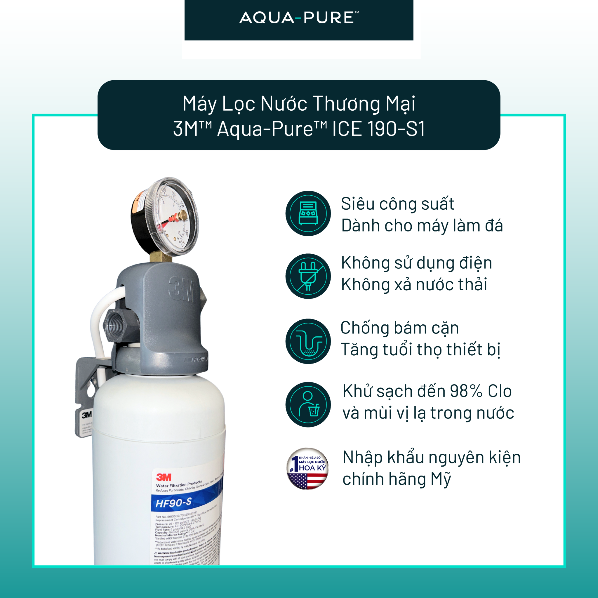  Máy Lọc Nước 3M™ Aqua-Pure™ ICE190-S1 Dành Cho Máy Làm Đá 