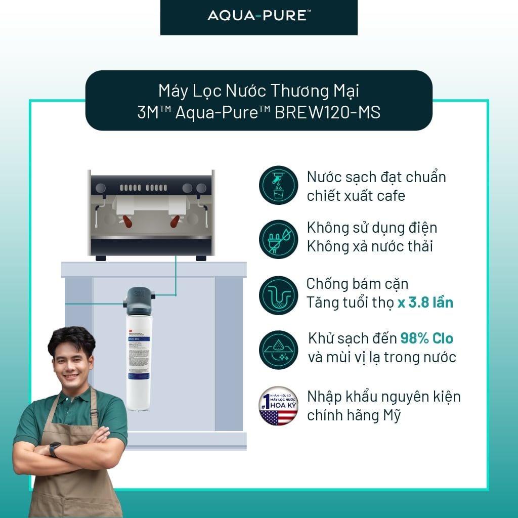  Máy Lọc Nước 3M™ Aqua-Pure™ BREW120-MS Công Suất Lớn Dành Cho Thương Mại 