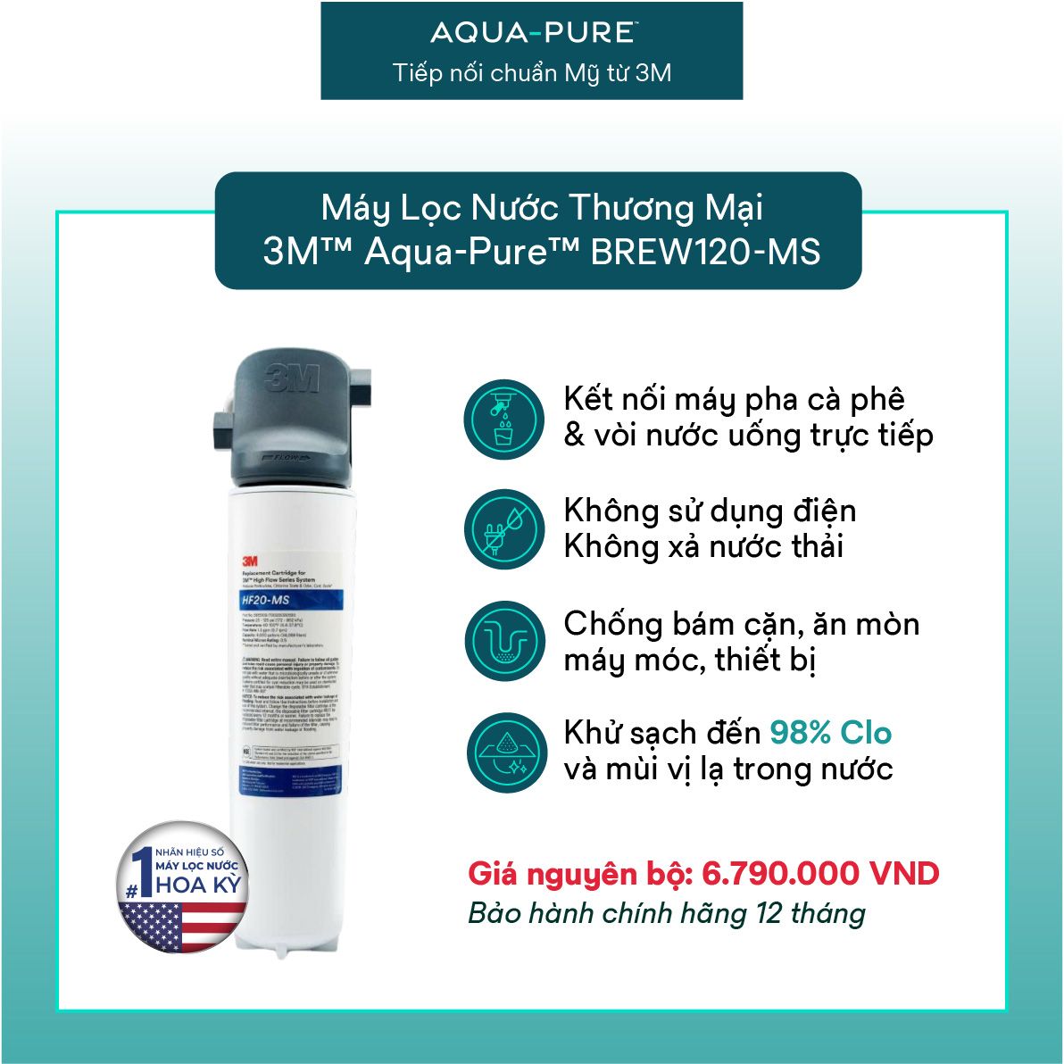  Máy Lọc Nước 3M™ Aqua-Pure™ BREW120-MS Công Suất Lớn Dành Cho Thương Mại 