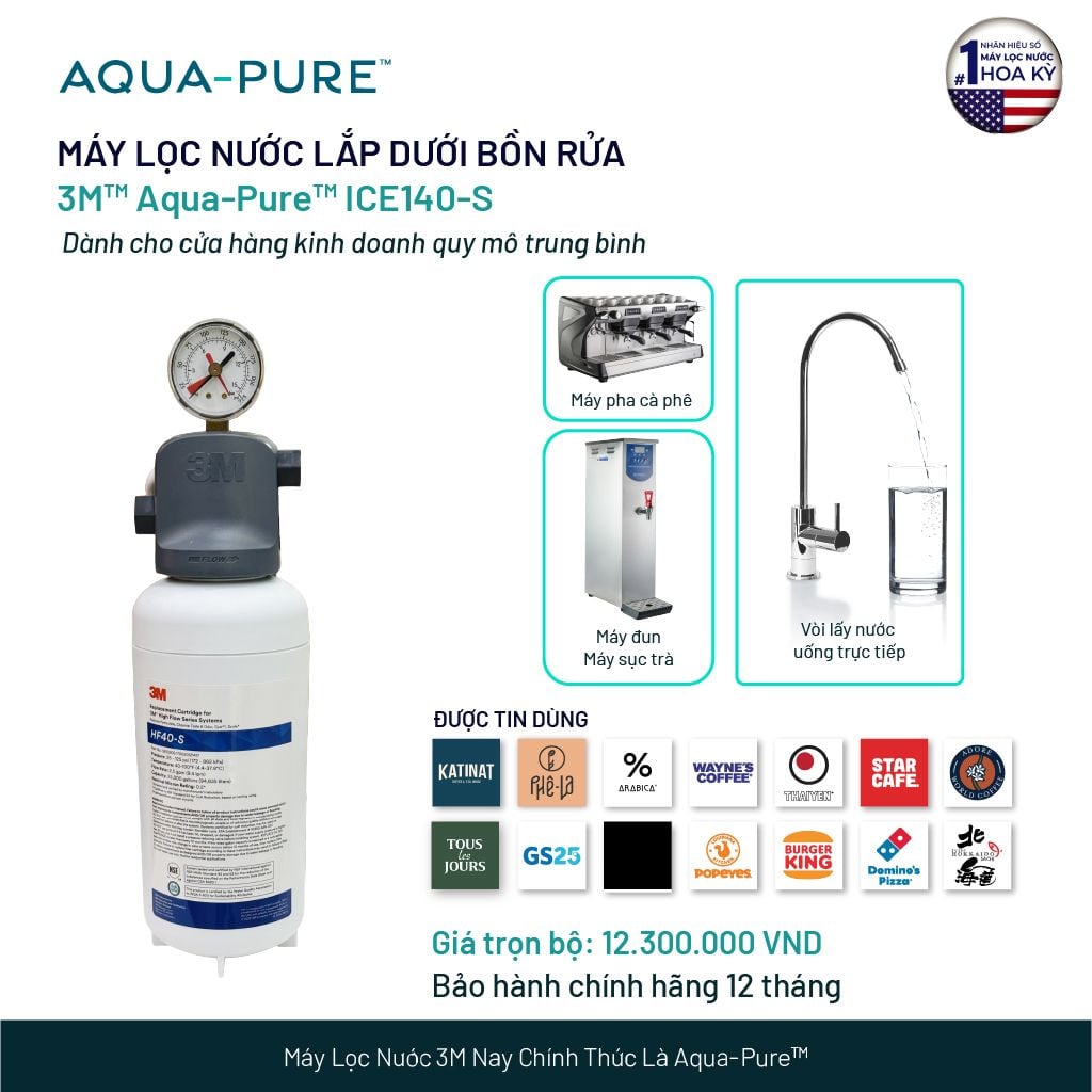  Máy Lọc Nước 3M™ Aqua-Pure™ ICE140-S Công Suất Lớn Dành Cho Nhà Hàng - Lọc Nước Quán Cà Phê 