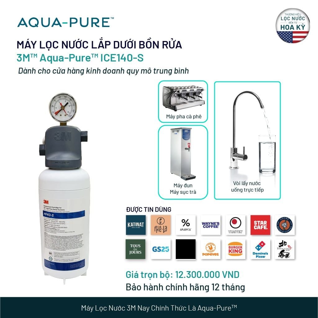  Máy Lọc Nước 3M™ Aqua-Pure™ ICE140-S Công Suất Lớn Dành Cho Nhà Hàng - Lọc Nước Quán Cà Phê 